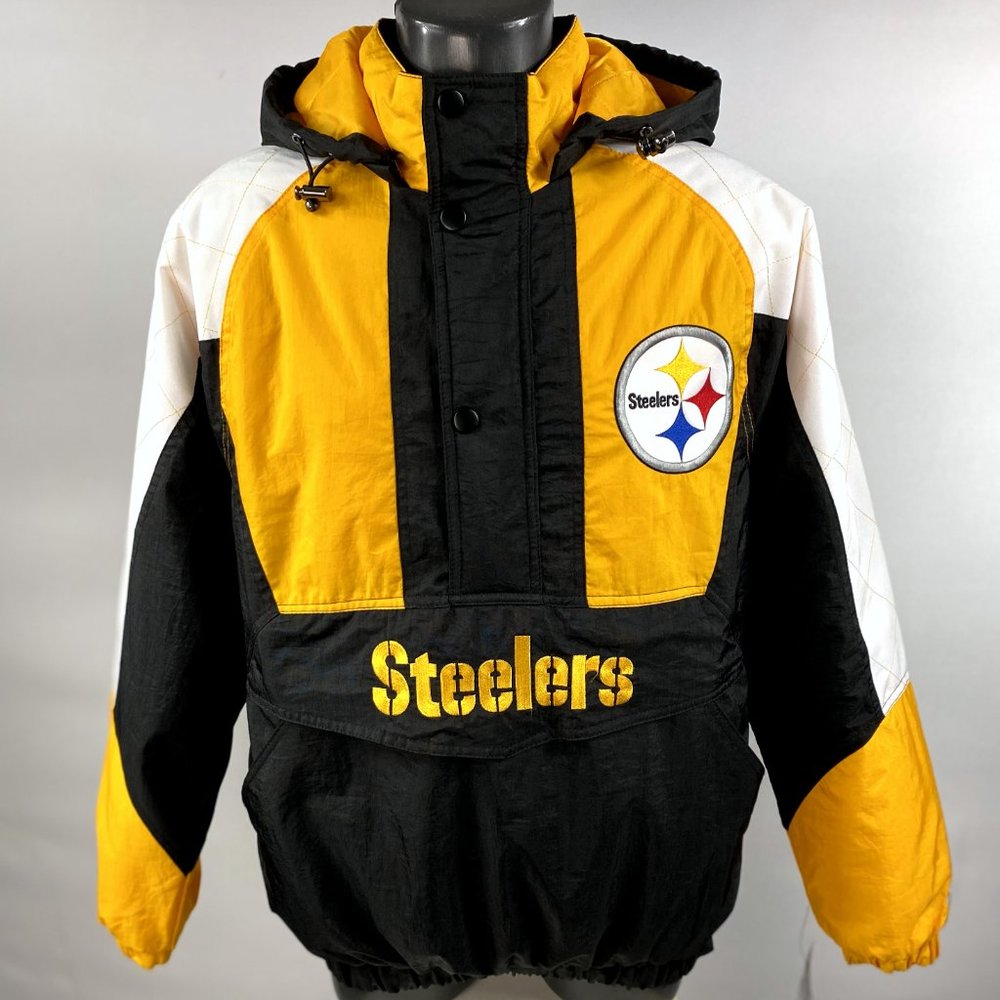 PITTSBURGH STEELERS Starter Half Zip Hooded Pull Over Jacket  M XL